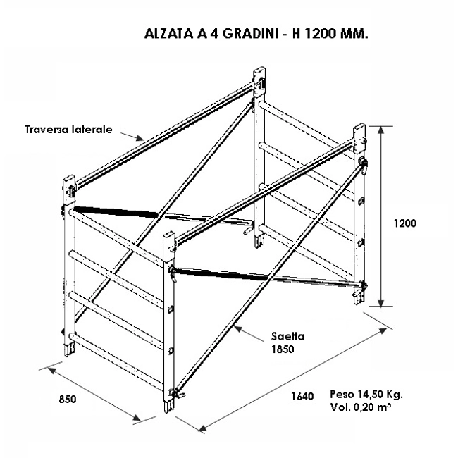 Vendita online Alzata 4 gradini H 1200 mm. per trabattello DOGE 65